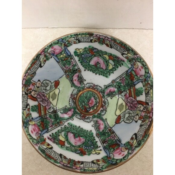 Vintage Famille Rose Decorative Porcelain Hand Painted Bowl 2.25"H Macau - Picture 3 of 4